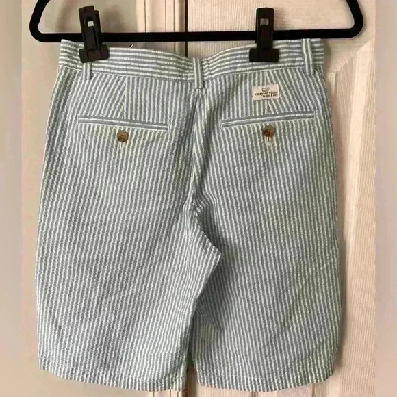 Vineyard Vines NWT Boys 16 Club Short Seersucker Stripe Ocean Breeze Blue White - Picture 2 of 3